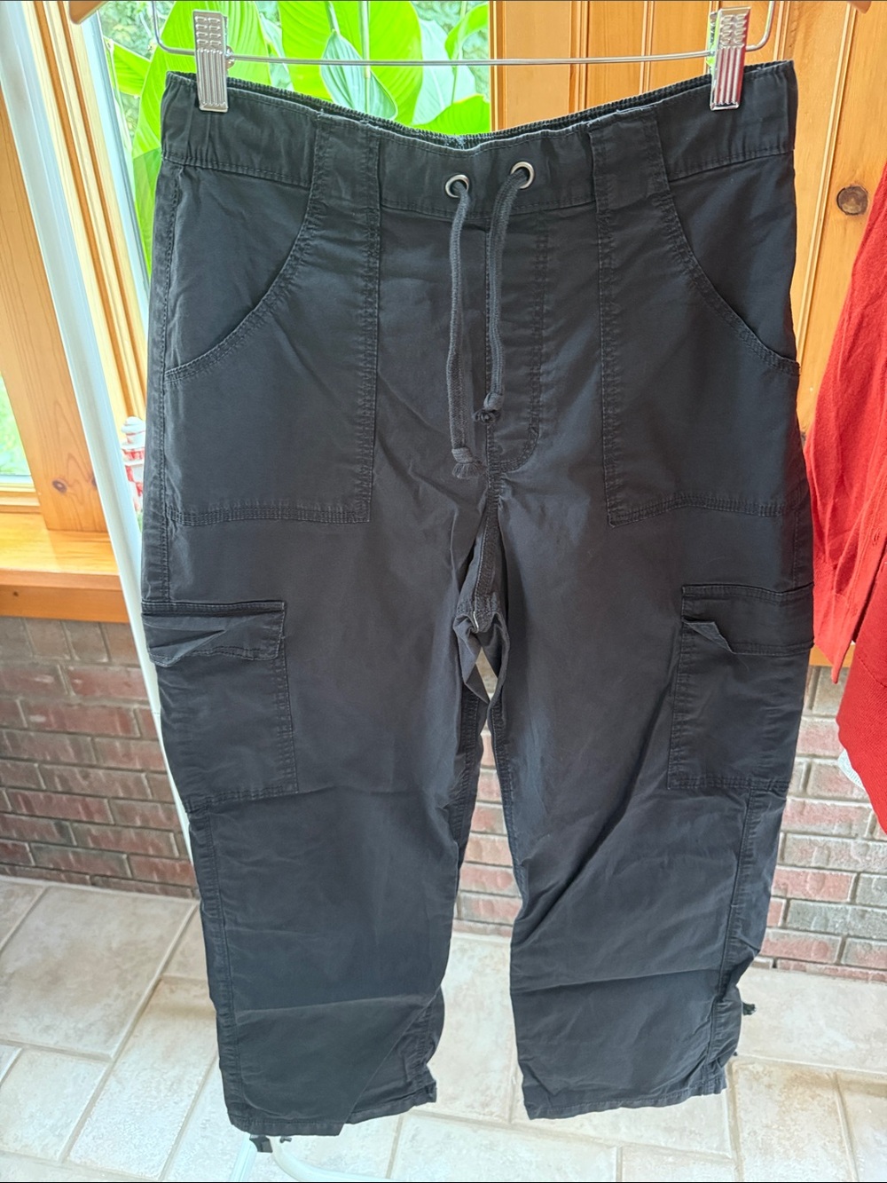 Hollister Faded Black/Gray Cargo Drawstring Pants